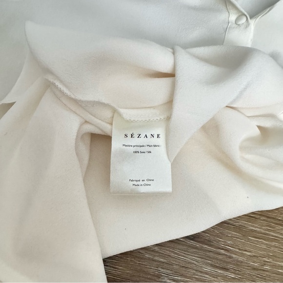 Sézane Ivory White Button Down Shirt Blouse NEW - Picture 6 of 8